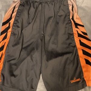 Spalding Men's Black and Orange Athletic Shorts